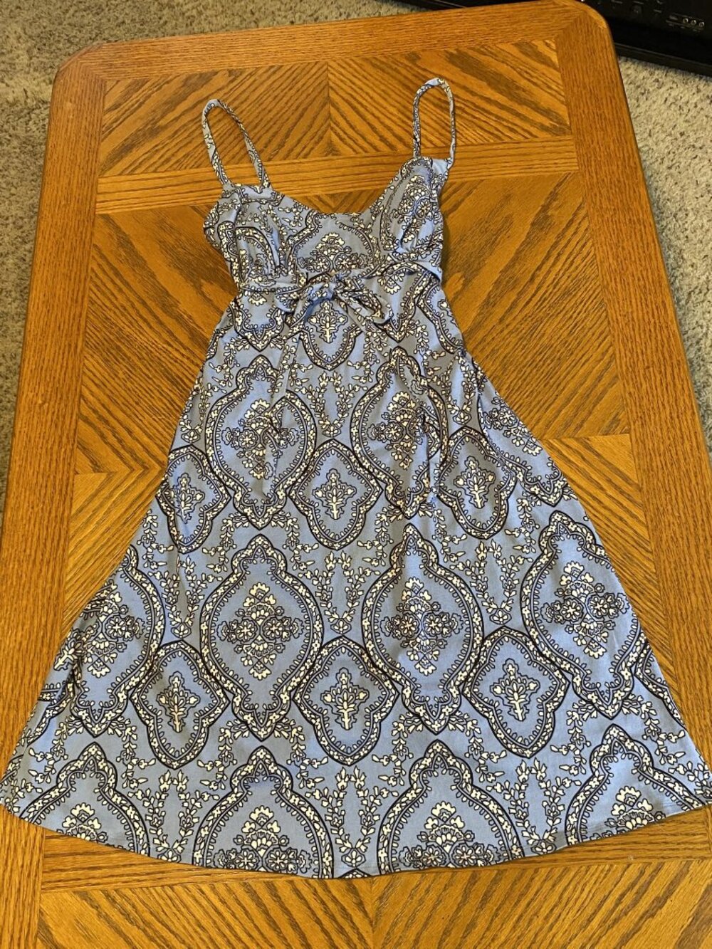 Beautiful Vintage-Vibe Blue Damask Medallion Sundress